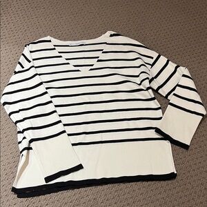 Mango Striped V-Neck Sweater